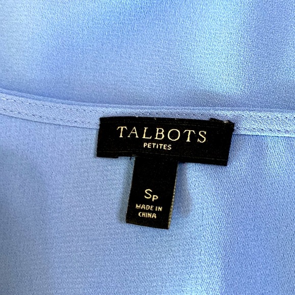 Talbots light blue almost periwinkle top with lace up tie front - Picture 6 of 8